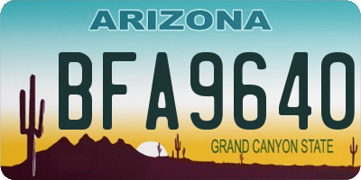 AZ license plate BFA9640