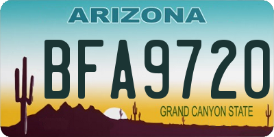 AZ license plate BFA9720