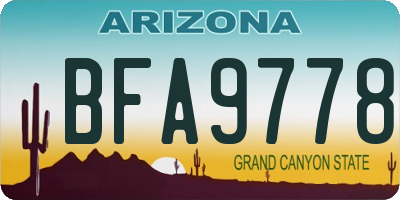 AZ license plate BFA9778