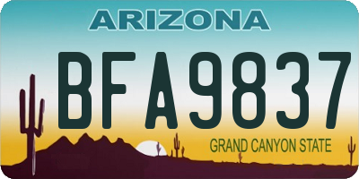 AZ license plate BFA9837
