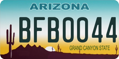 AZ license plate BFB0044