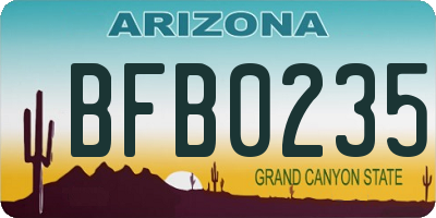 AZ license plate BFB0235