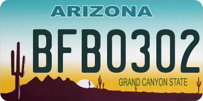 AZ license plate BFB0302
