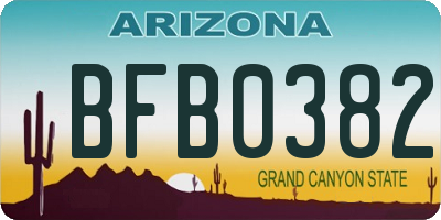 AZ license plate BFB0382