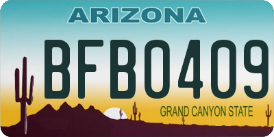 AZ license plate BFB0409