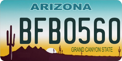 AZ license plate BFB0560