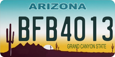 AZ license plate BFB4013