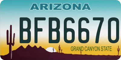 AZ license plate BFB6670