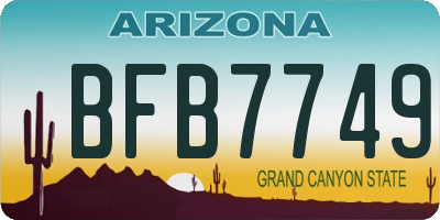 AZ license plate BFB7749