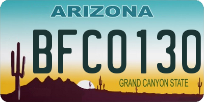 AZ license plate BFC0130