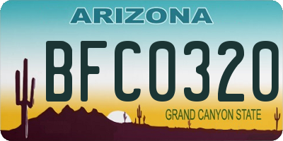 AZ license plate BFC0320