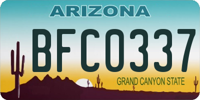 AZ license plate BFC0337