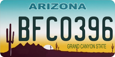 AZ license plate BFC0396