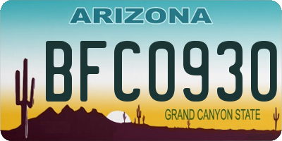 AZ license plate BFC0930