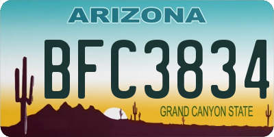 AZ license plate BFC3834