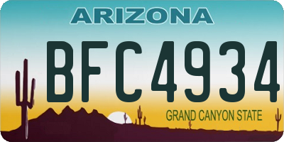 AZ license plate BFC4934
