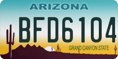AZ license plate BFD6104