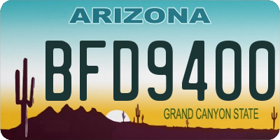 AZ license plate BFD9400