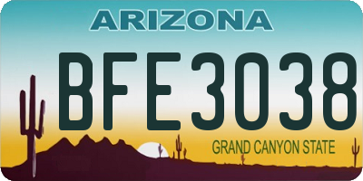AZ license plate BFE3038