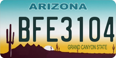 AZ license plate BFE3104