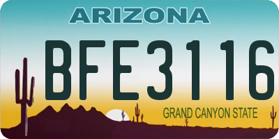 AZ license plate BFE3116