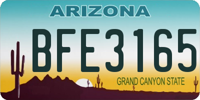 AZ license plate BFE3165