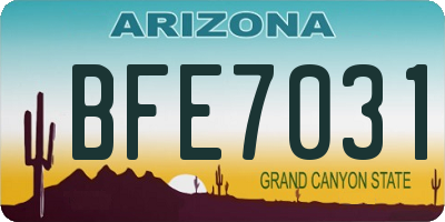 AZ license plate BFE7031