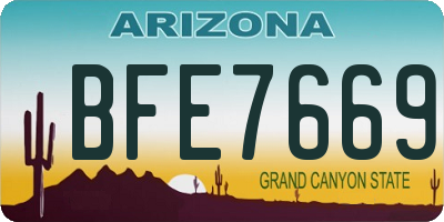 AZ license plate BFE7669