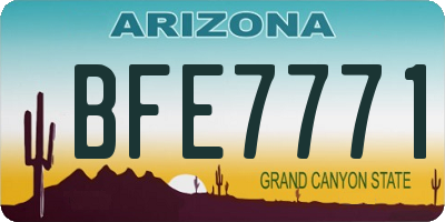 AZ license plate BFE7771