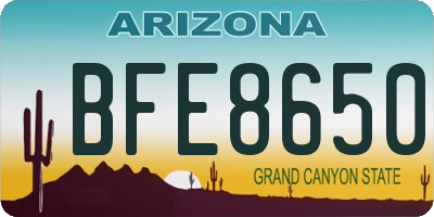 AZ license plate BFE8650