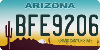 AZ license plate BFE9206