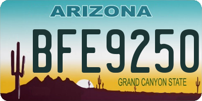 AZ license plate BFE9250