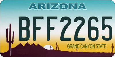 AZ license plate BFF2265