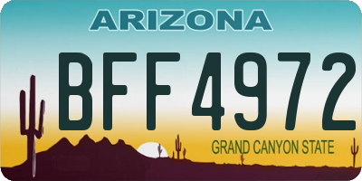 AZ license plate BFF4972
