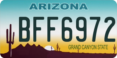 AZ license plate BFF6972