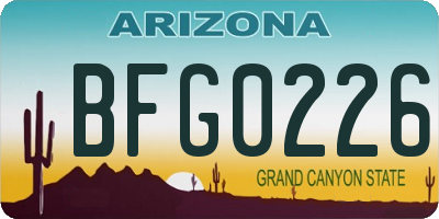 AZ license plate BFG0226