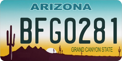 AZ license plate BFG0281