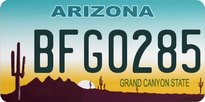 AZ license plate BFG0285