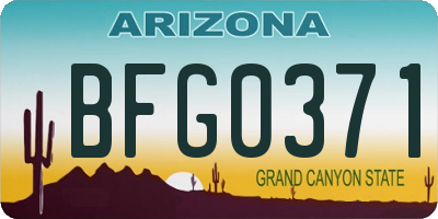 AZ license plate BFG0371