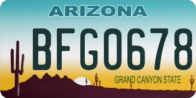 AZ license plate BFG0678