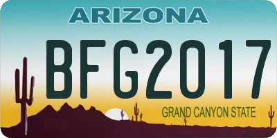 AZ license plate BFG2017