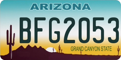 AZ license plate BFG2053
