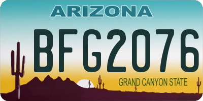 AZ license plate BFG2076