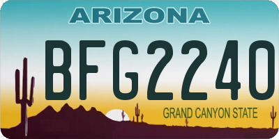 AZ license plate BFG2240