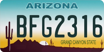AZ license plate BFG2316