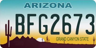 AZ license plate BFG2673