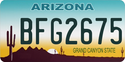 AZ license plate BFG2675