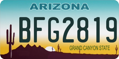 AZ license plate BFG2819