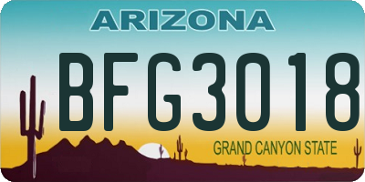 AZ license plate BFG3018
