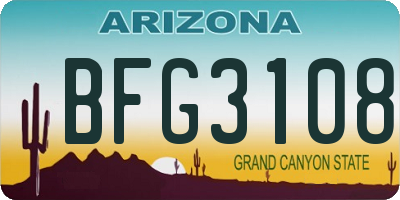 AZ license plate BFG3108